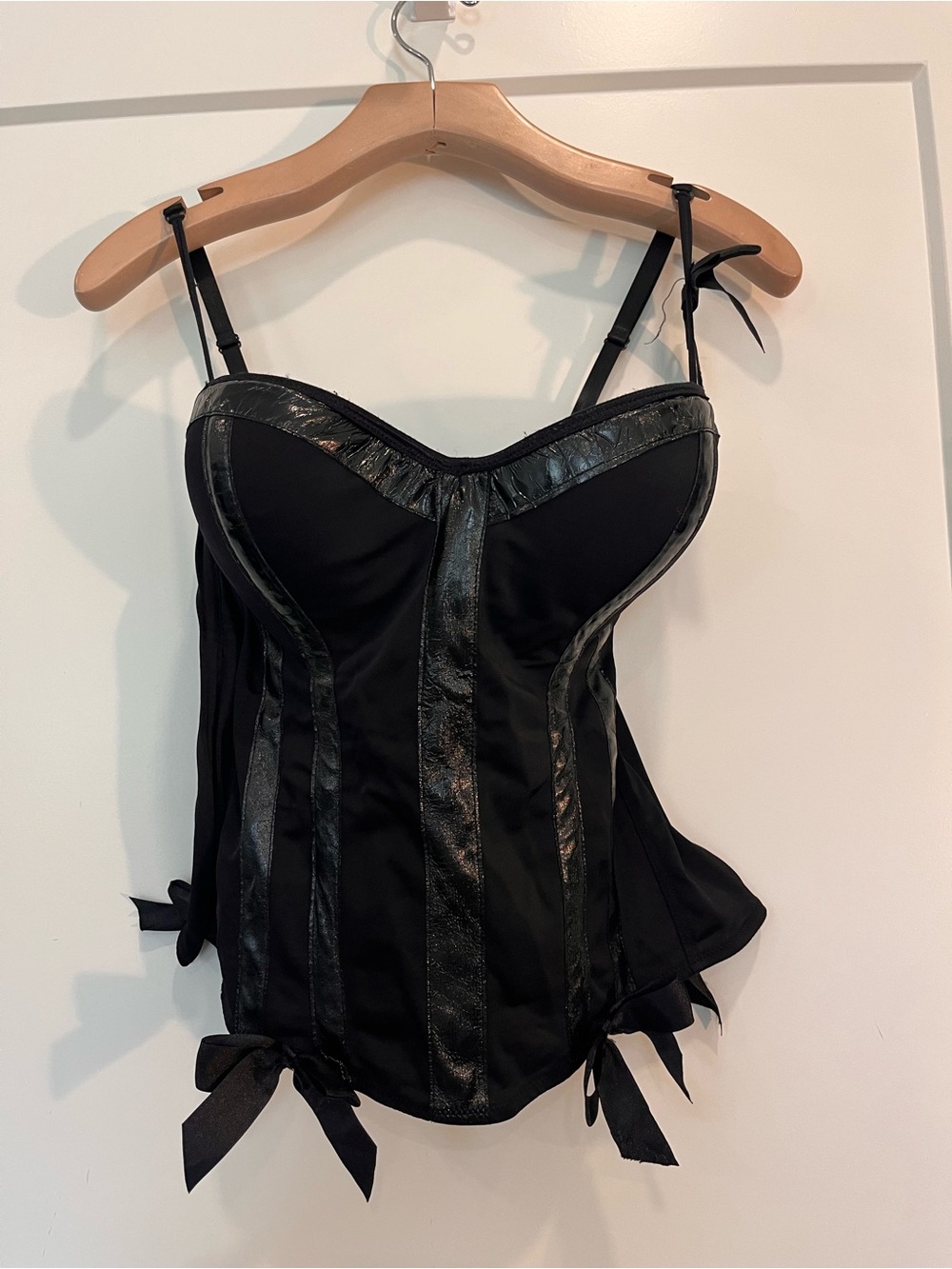 Morbid Threads Black Corset Top bows accent Goth Vamp Dark Romantic size 38D